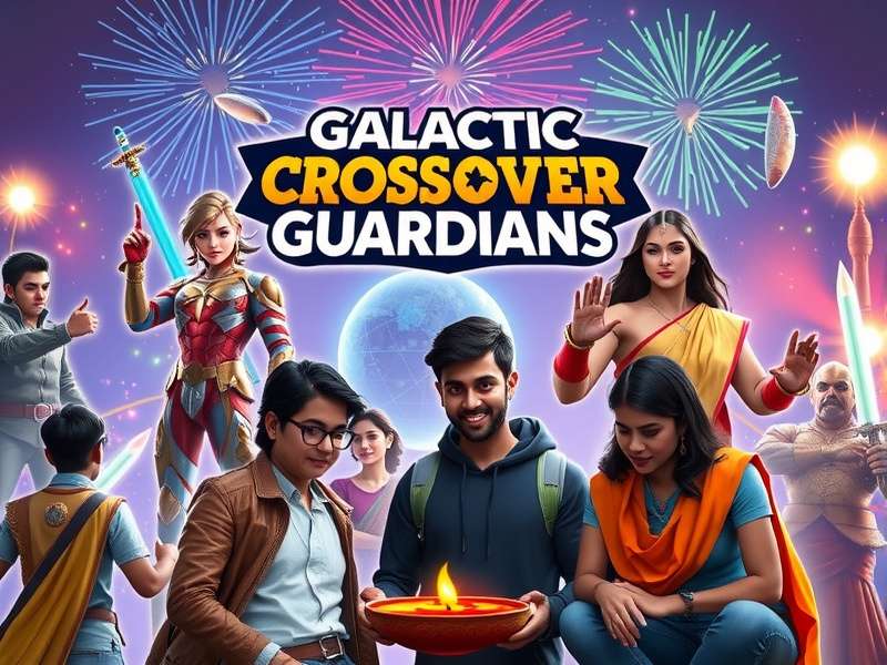 Galactic Crossover Guardians game banner showing diverse characters from different universes